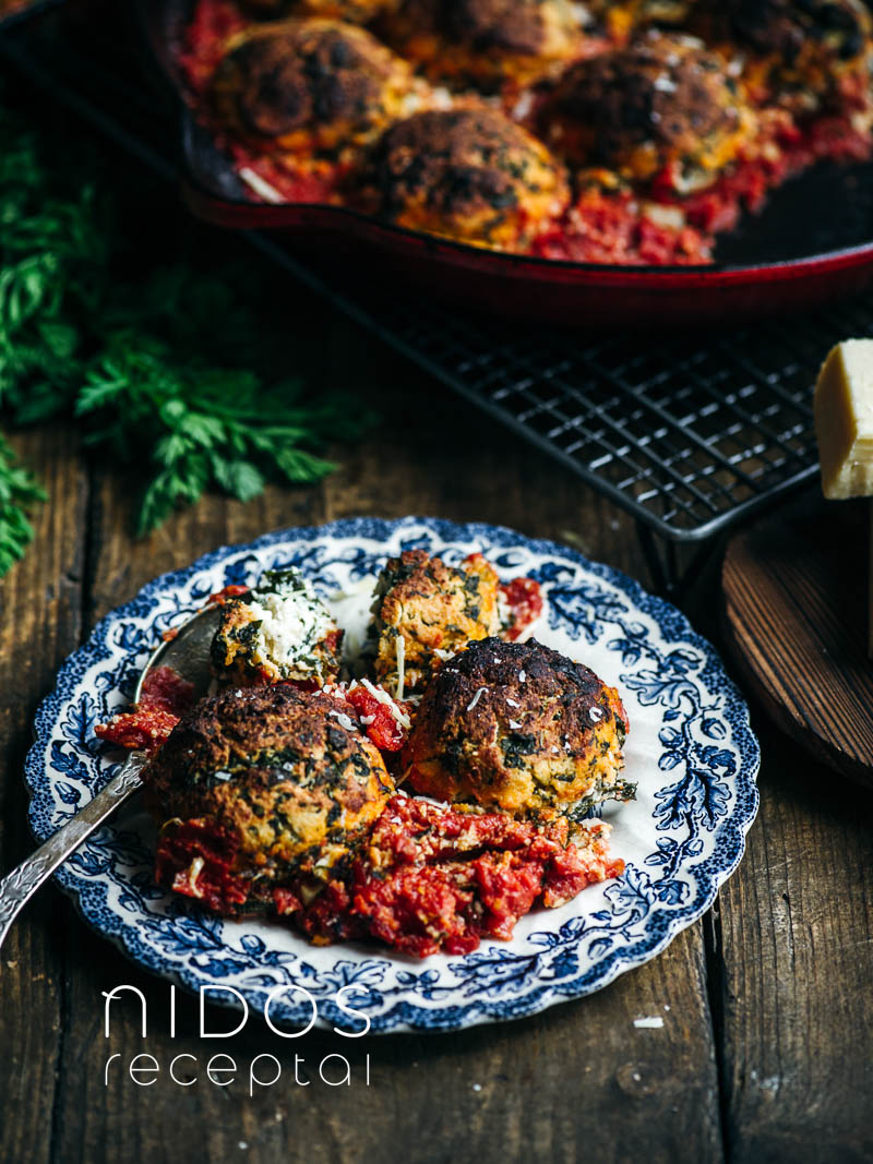 vegetarian meatballs with ricotta and kale