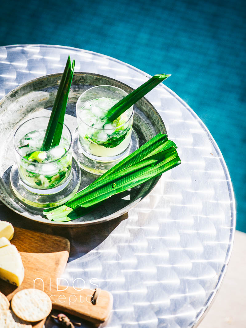 Coctail glasses near the pool